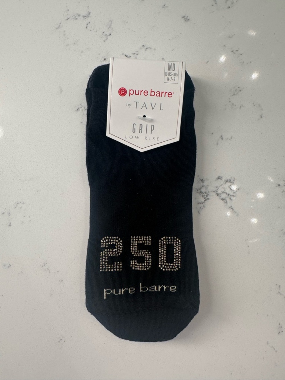 NWT Tavi Pure Barre 250 Black Low Rise Grip Socks Medium (8.5-10.5)